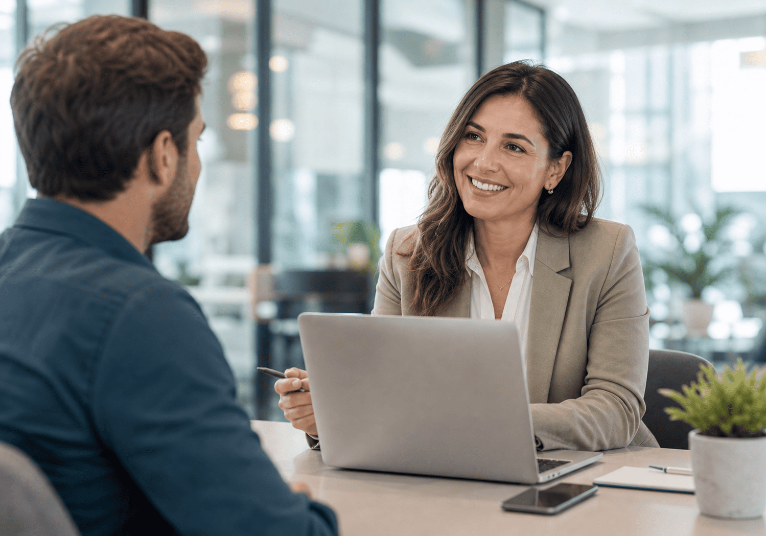 Recruitment consultant meeting with a candidate